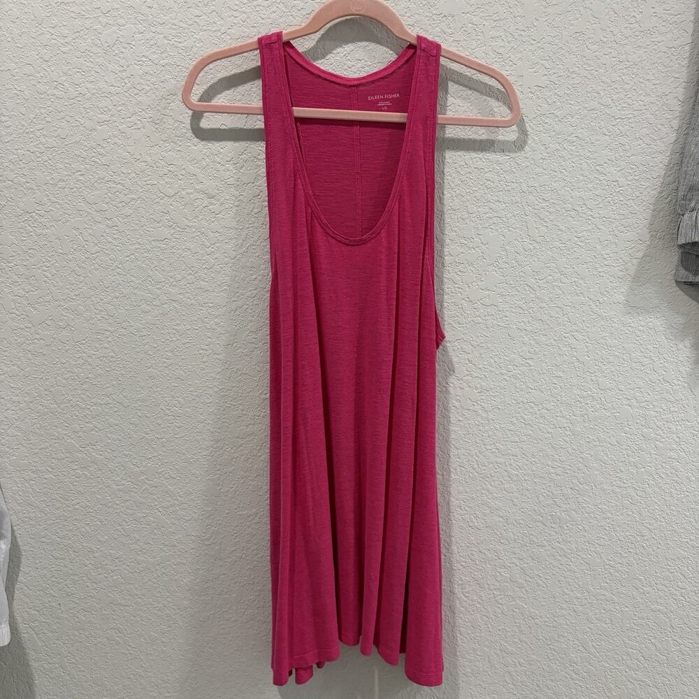 Eileen Fisher Pink Hemp Organic Cotton Tank Dress Tunic Sleeveless L